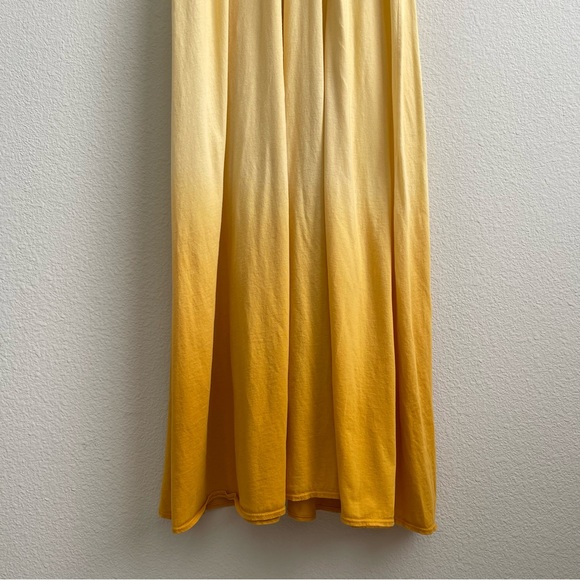 GYPSY 05 Yellow Ombre Organic Cotton V Neck Twist Strap Boho Summer Maxi Dress - Picture 11 of 13